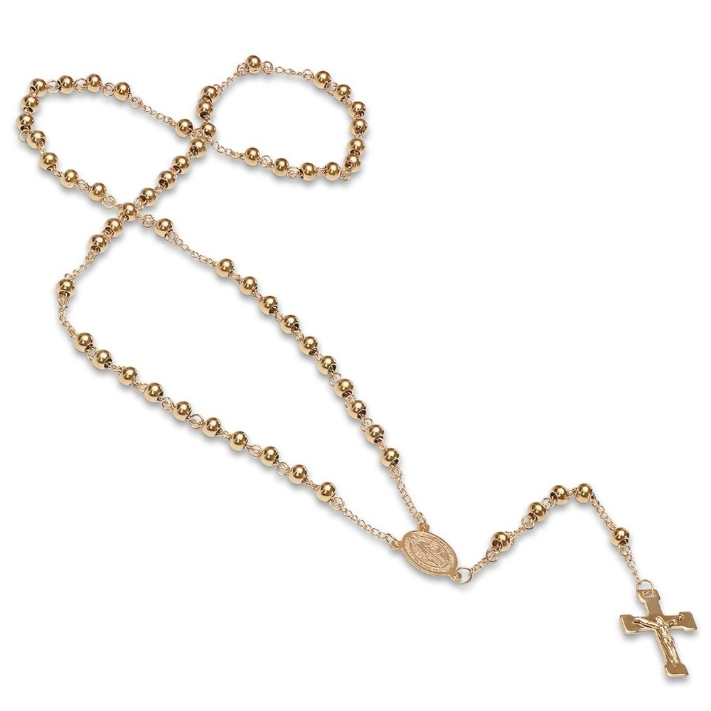 STEELTIME
Unisex 18K Gold Plated Stainless Steel Beaded Classic Rosary Necklace
